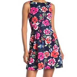 Floral Sleeveless Scuba Fit and Flare Dress